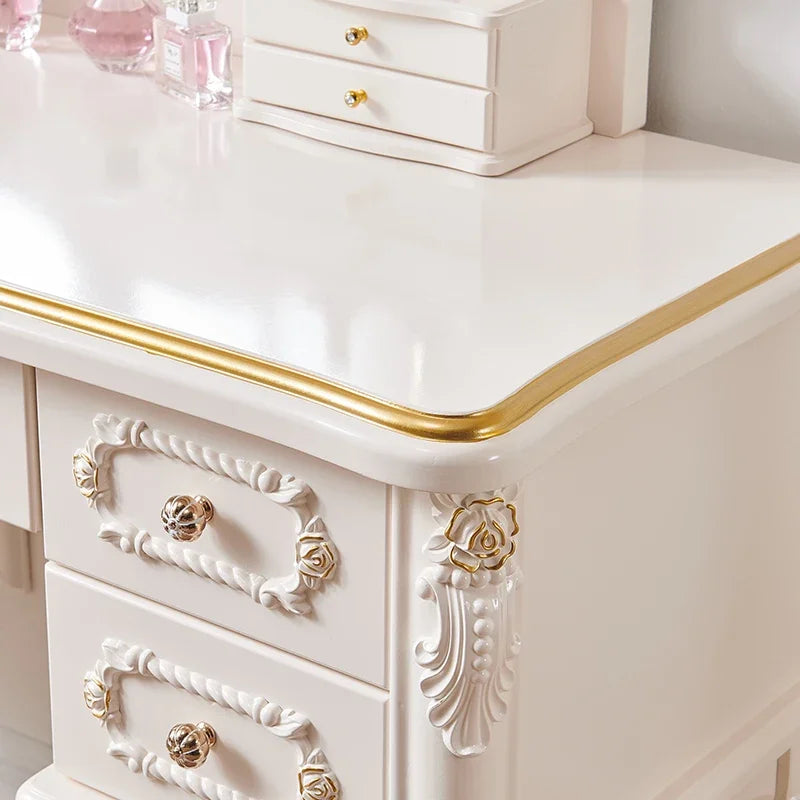 Nordic Gold Dressing Tables Makeup Drawer European Storage Dressing Table Led Lights Bedroom Tocador Maquillaje Furnitures