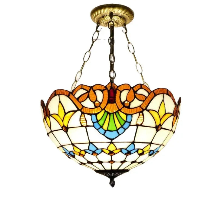 Chandelier Stained Glass Pendant Light Ceiling Mediterranean Home Decor Hanging Lamp for Living Room Lighting Fixtures