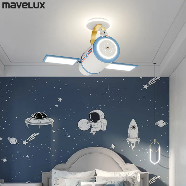 Modern Spacecraft Astronaut Led Ceiling Lamp Indoor Lighting For Kids Bedroom Child Nursery Home Decor Cartoon Boys Light