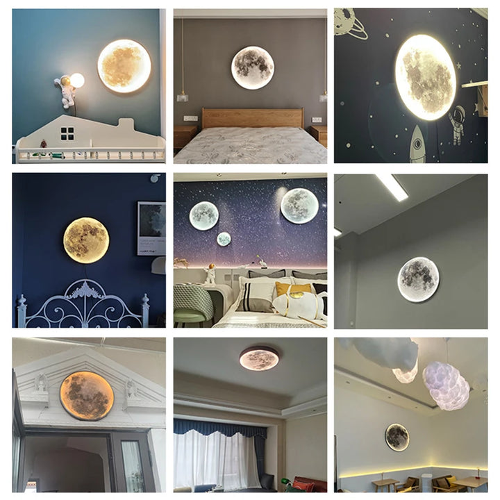 Wholesale Moon Wall Lamp Aisle Corridor Mural LED Sconce Bedroom Living Room Bathroom Decor Mirror 3D Magic Ring Celing Light