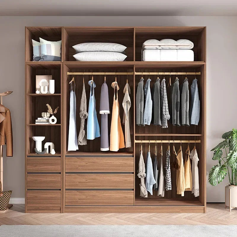 Bedroom Clothes Wardrobe Storage Entry Wooden Space Saver Wardrobe Hanger Space Saver Rail Divider Design Muebles Furniture