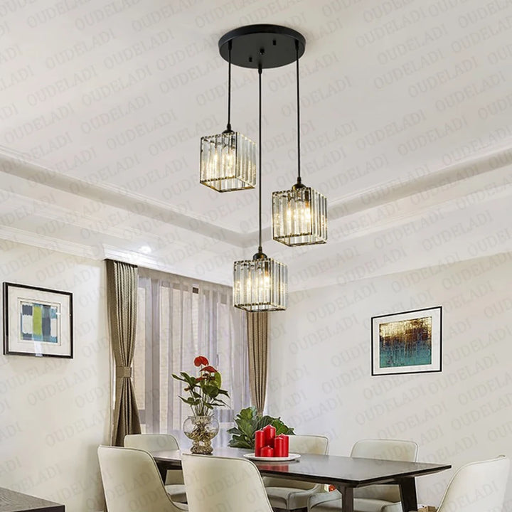 Modern LED Luxury Crystal Pendant Lights Vintage Bedside Lights Living Room Dining Room Kitchen Chandeliers Hanging Pendant Lamp