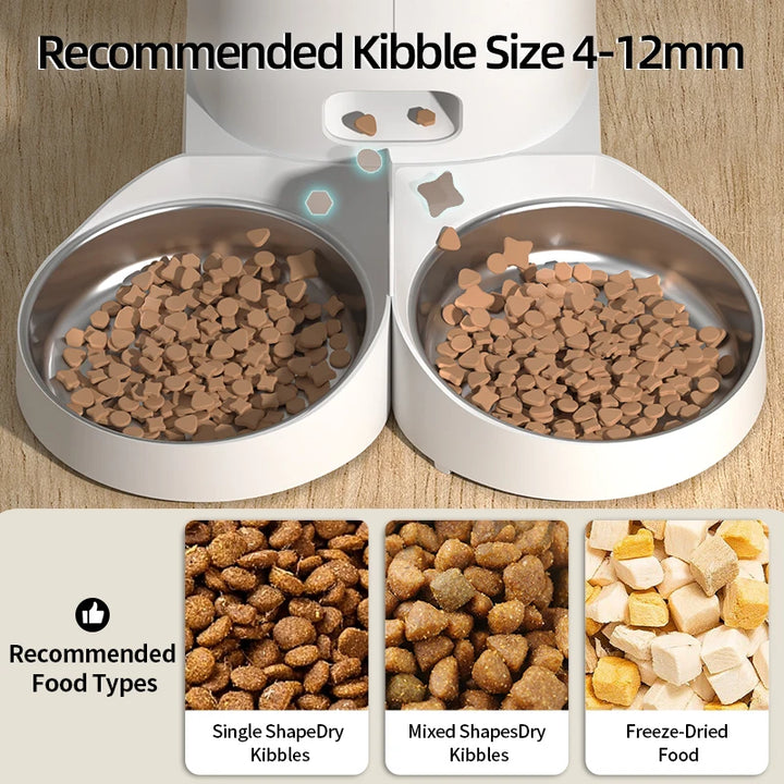 ROJECO Automatic Cat Feeder Pet Smart Cat Food Kibble Dispenser Remote Control Dual Bowls Auto Feeder For Cats Dog Accessories