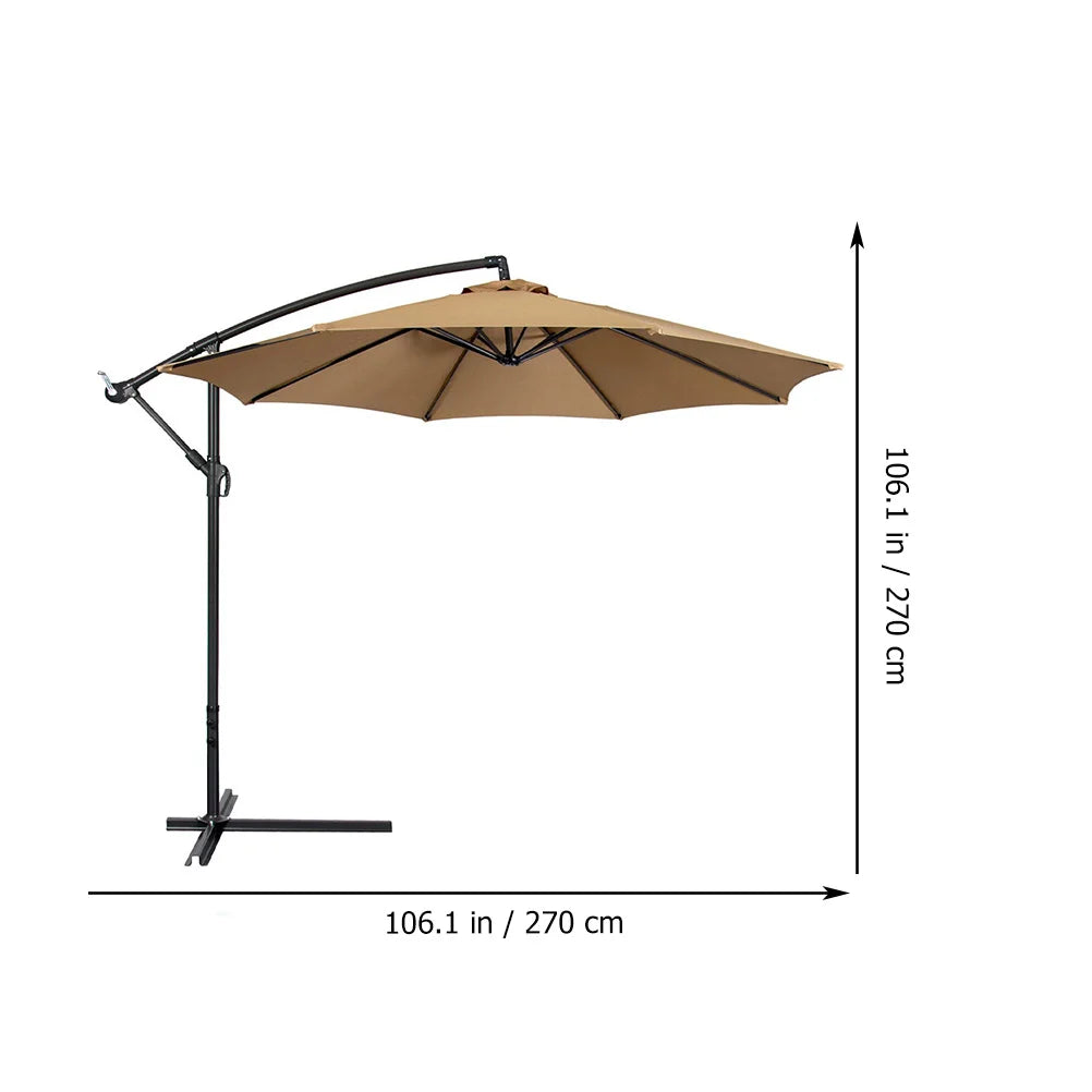 Umbrella Canopy Outdoor Cover Half Parasol Round Patio Sunshade Market Beach Fabric Offset Foot Cafe Fitting