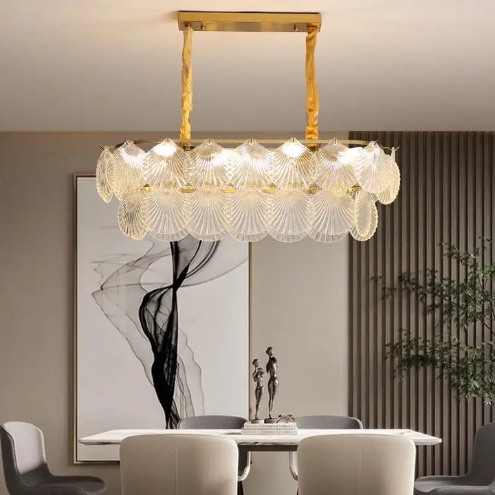 Home LED Shell Chandeliers Frost Glasses Ceiling Chandeliers for Living room Dining room Bedroom Decor Indoor Pendant Lighting