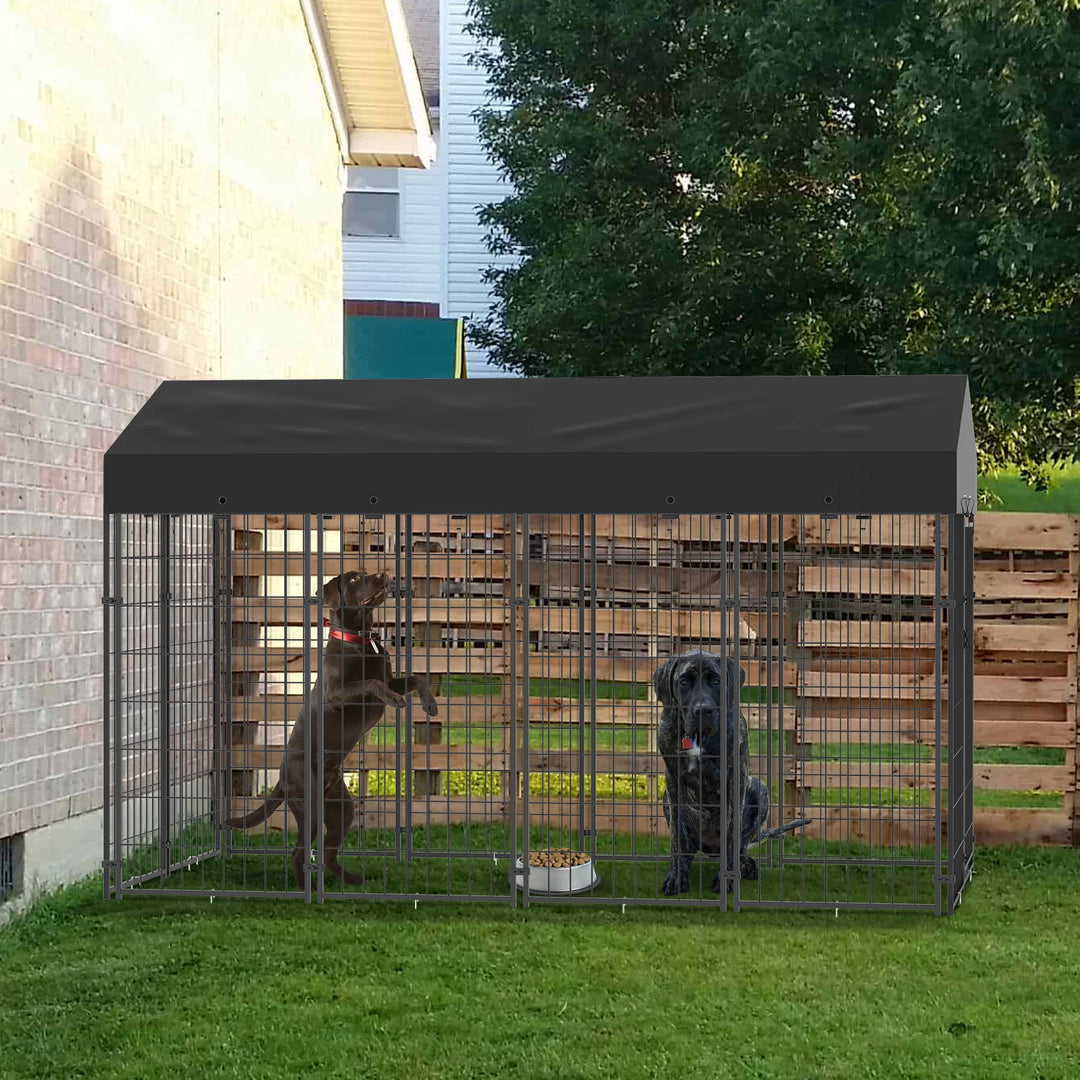 Large Outdoor Dog Kennel with Waterproof  Canopy Cover