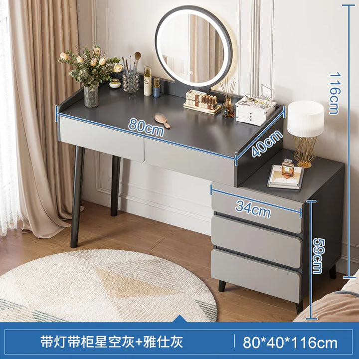 Modern Mirrors Lacquer Dressing Table Drawer Makeup Lighting Luxury Vanity Dressing Table Living Room Coiffeuse Home Furniture