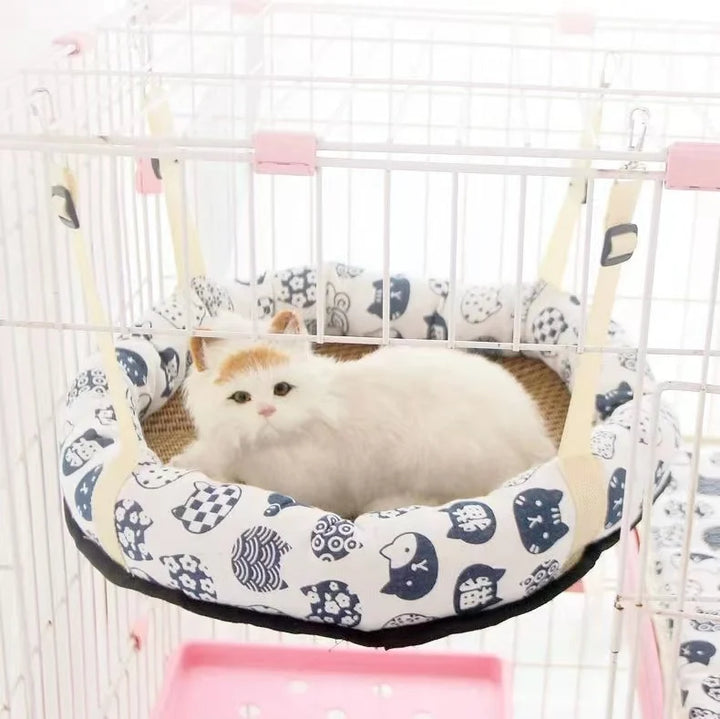 Summer Cat Bed Round Lightweight Breathable Cooling Cat Mat Hammock Pet Rattan Kitten Small Dogs Sleeping Nest