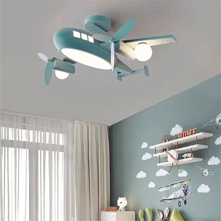 Creative Led airplane ceiling light for children room dimmable cartoon light eye care Boys Nursery baby room decoration light