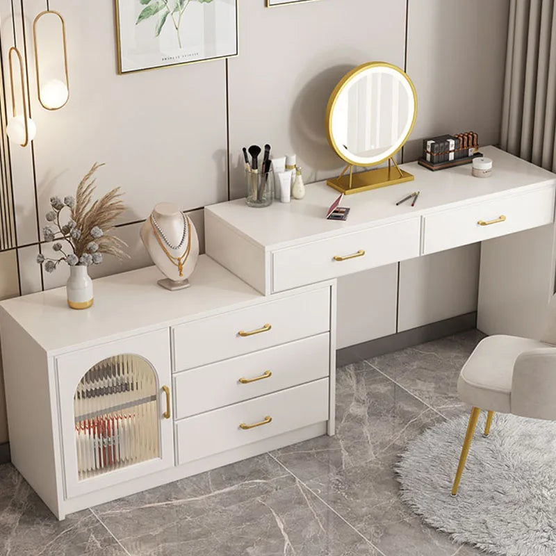 Room Vanity Table Extendable Wood Long Drawer Bathroom Luxury Black Night Stand Dressers Marble Tocadores Makeup Accessories