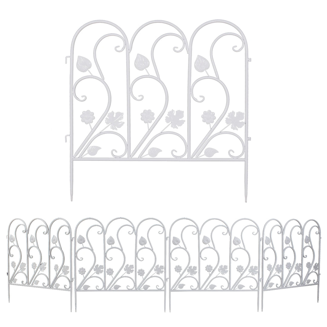 5 Pack Decorative Garden Fence For Landscaping White Panels Rust Proof Metal White