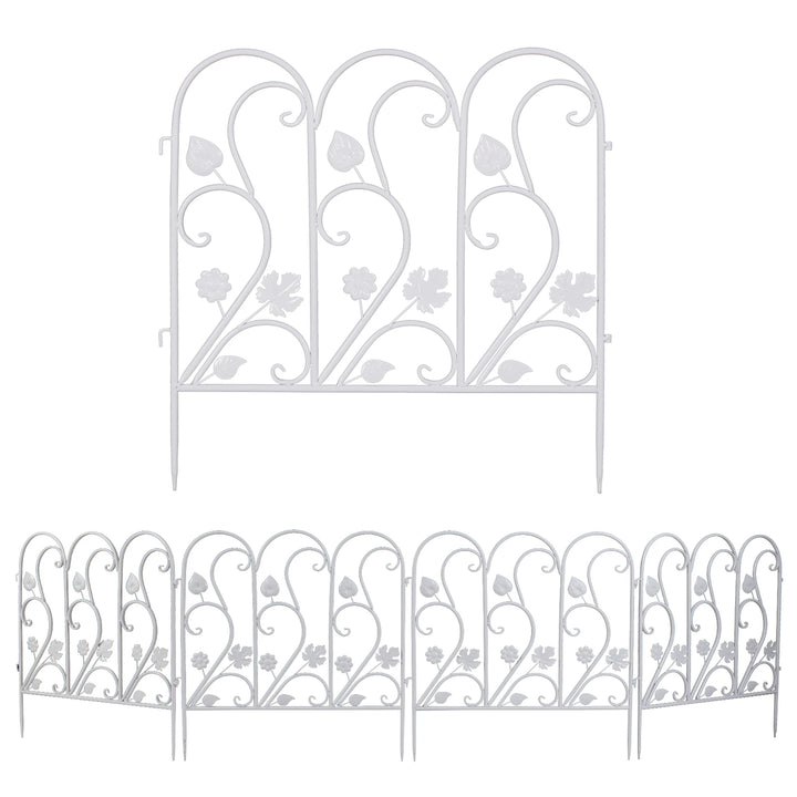 5 Pack Decorative Garden Fence For Landscaping White Panels Rust Proof Metal White