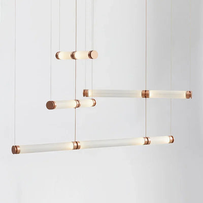 Modern Home Deco Ceiling Chandeliers Minimalist Bamboo Shape Style Glass Led Lights Nordic Living Room Dining Bedroom Lightings