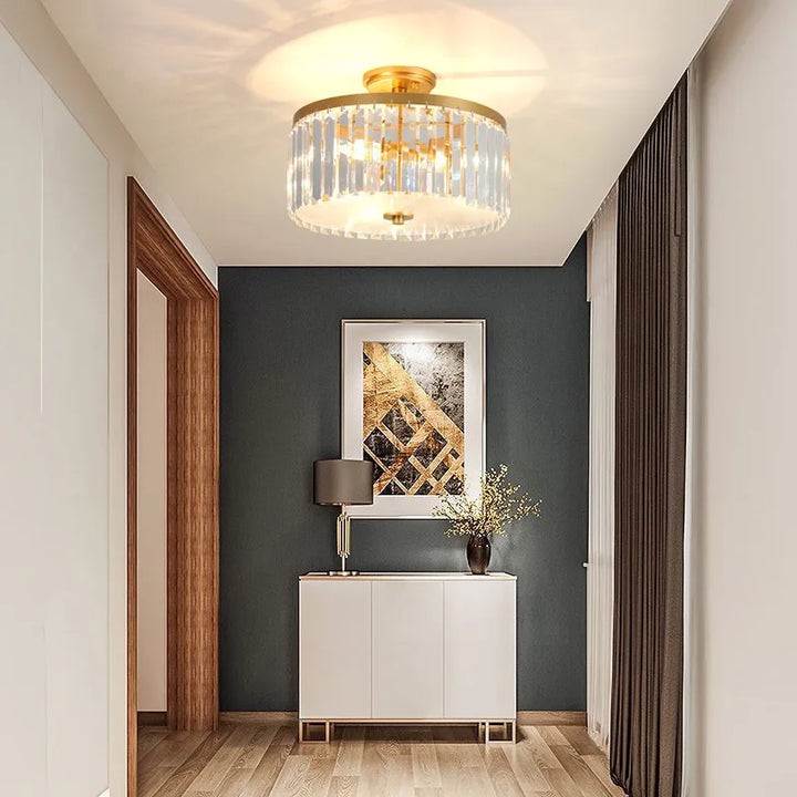 American post-modern creative round crystal LED ceiling light hall master bedroom cloakroom light luxury lamps