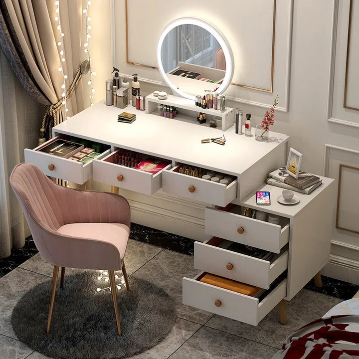 Dressers Mobile Make Up Table Drawers Bedroom Modern Vanity Desk Light Mirror Organizer Mesa De Maquillaje Bedrooms Furniture