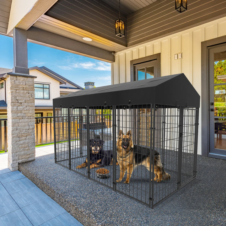 Large Outdoor Dog Kennel with Waterproof  Canopy Cover