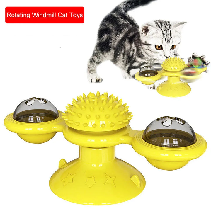 Interactive Windmill Toy for Pet Turntable for Kitten Brush Teeth Training Supplies Pet Accessories Game