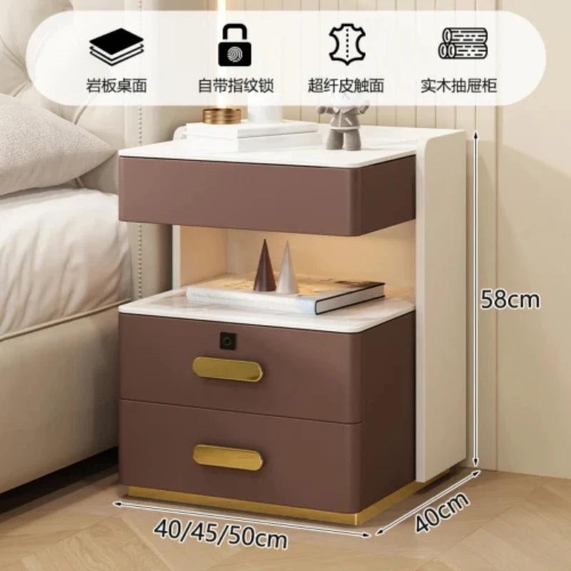 Nordic Luxury Indoor Nightstands Fashion Designer Minimalist Modern Wooden Night Stand Table Drawer Storage Bedroom Furnitures