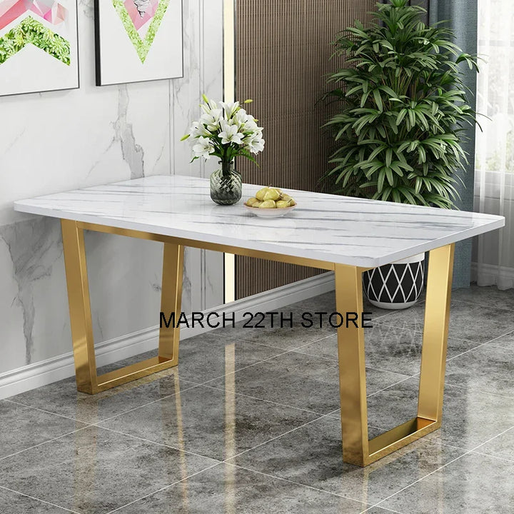 Modern Luxury Dining Table Gold Legs Wood High Cover Waterproof Nordic Dining Table White Outdoor Mesas De Comedor Furniture