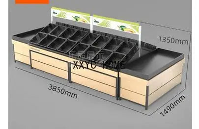 Fresh supermarket vegetable shelf commercial stainless steel bone chopping table fruit shelf display rack