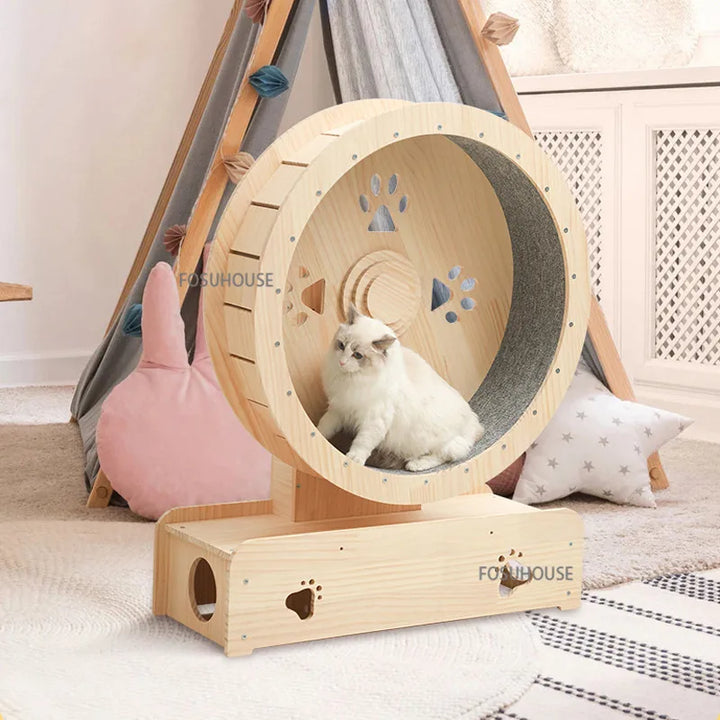 Modern Pet Supplies Cat Toys Solid Wood Cat Treadmill for Household Creative Roller Silent Cat Climbing Frame Cats Toys