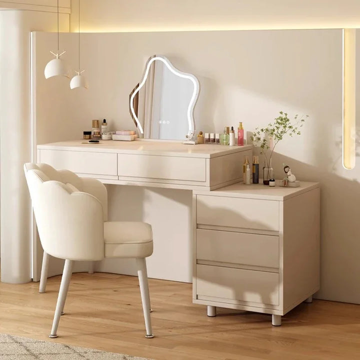 Lights Mirror White Dresser Bedroom Modern Minimalist Nordic Vanity Tables Makeup Storage Tavoli Da Trucco Home Furniture LJ50DT