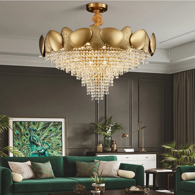 Postmodern LED Luxury Ceiling Chandeliers Home Indoor Lustre Hanging Pendant Lights Gold Crystal Living Dining Room Pendant Lamp