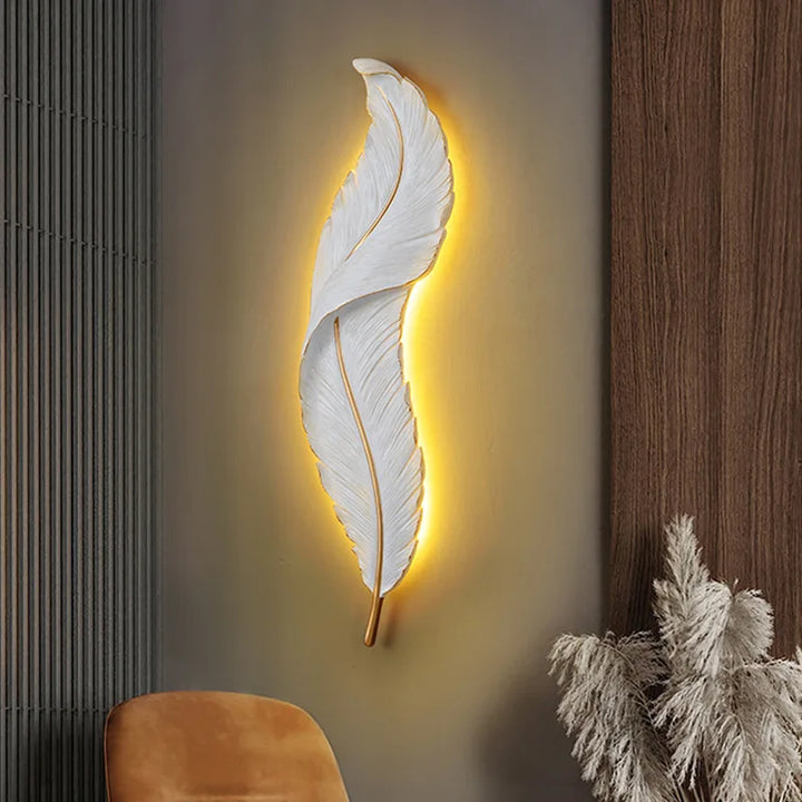 Postmodern LED Feather Wall Lights Living Room Bedroom Hotel Hall Decor Wall Sconces Home Background Wall Lamps Bedside Lights