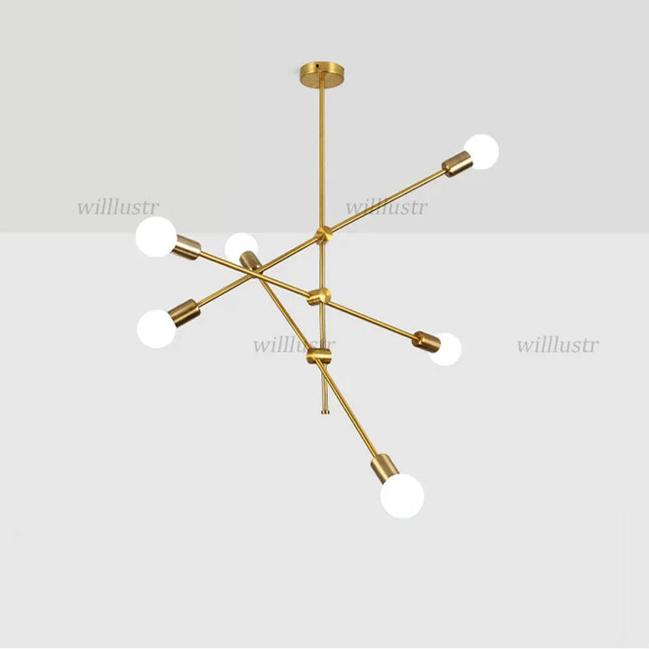 Modern Iron Pendant Lamp Geometric Line Hotel Living Dinning Bedroom Branch Suspension Ceiling Chandelier Hanging Lighting