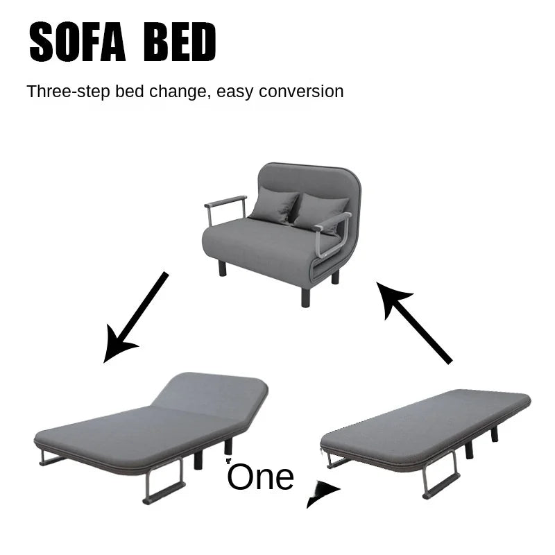 IHOME Double Grey Simple Folding Sofa Bed Apartment Small Family Simple Reclining Chair Single Folding Sofa Bed New Dropshopping