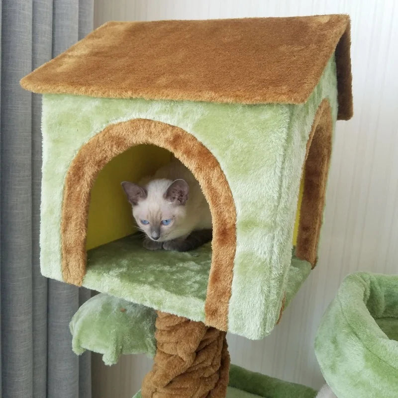 Luxury Pet Cat Tree House Condo Furniture Multi-Layer Cat Tree with Ladder Toy  Scratching Post for Cat Climbing