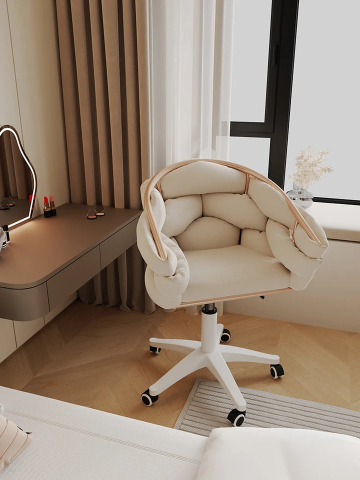 Computer Chair, Comfortable Home Makeup Chair for Girls' Bedroom, Comfortable Sedentary Lift Swivel Chair, Room Back Chair