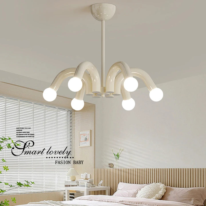 Romantic Water Pipe Chandelier Lamps LED E27 Metal Living Room Bedroom Ceiling Chandelier Light Child Room Girl Interior Fixture