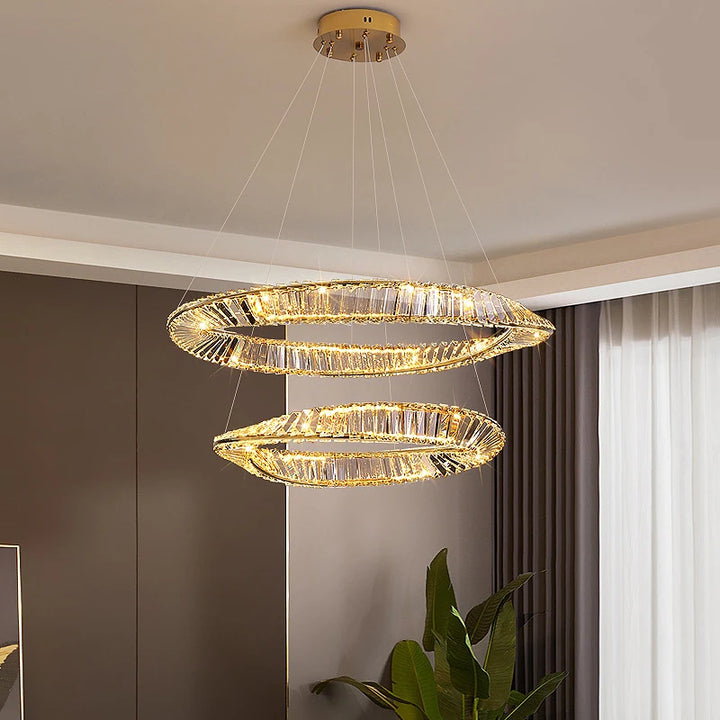 Large Luxury Crystal LED Chandeliers Living Room Restaurant Decoration Pendant Lamps Stainless Steel Pendant Lighting Fixtures