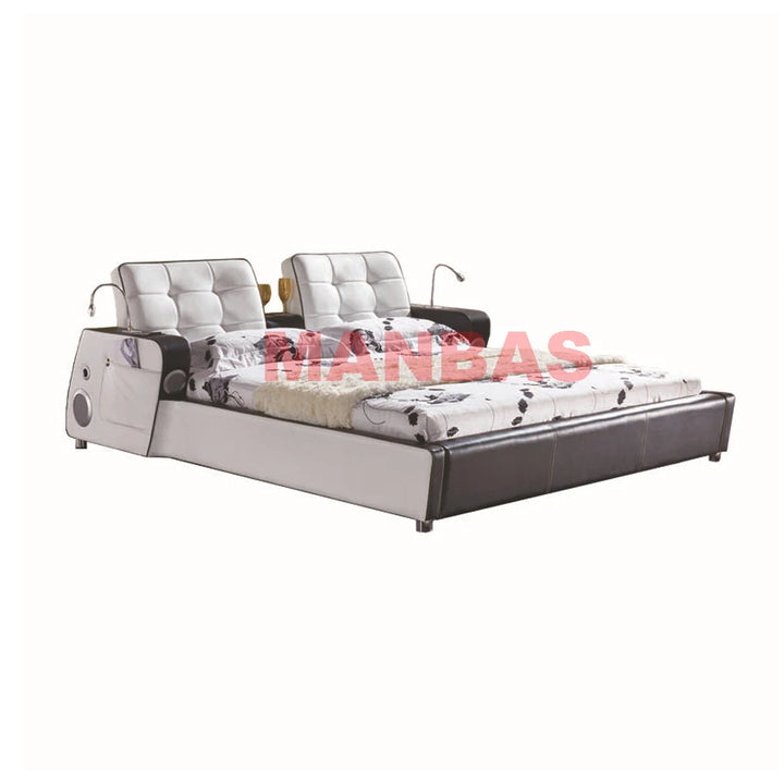 Genuine Leather multifunctional massage bed frame camas rectangle ultimate camas With Bluetooth speaker lamp USB Iphone charging