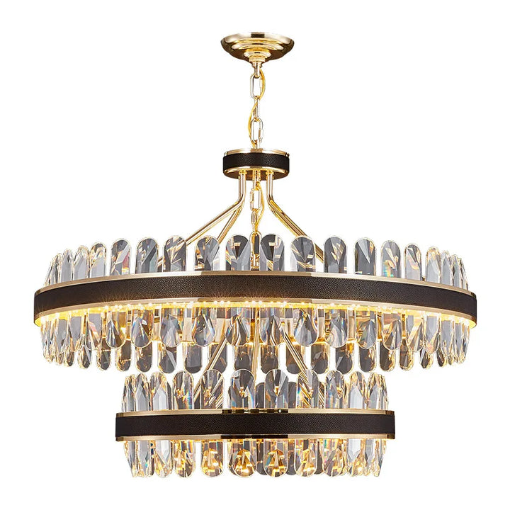 Modern Black and Gold Chandeliers Lighting Round LED Chandelier Crystal  for Living Room Lustre Suspension Luminaire Lamp