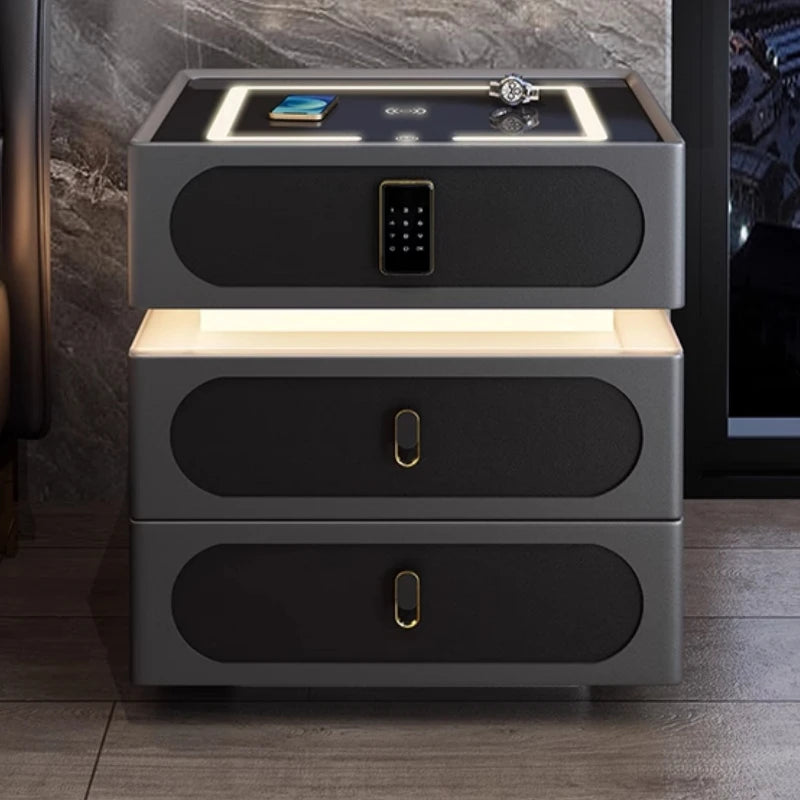 Intelligence Wireless Charger Nightstands Drawers Fingerprint Lock Aesthetic Multifunctional Nightstands Muebles Home Furniture