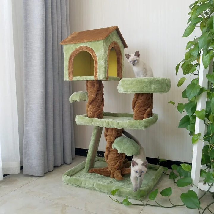 Luxury Pet Cat Tree House Condo Furniture Multi-Layer Cat Tree with Ladder Toy  Scratching Post for Cat Climbing