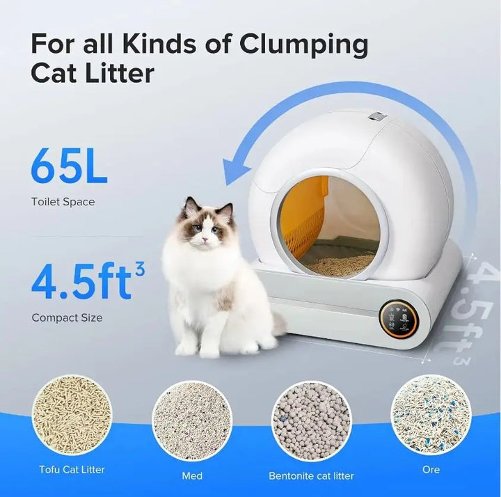 Self-cleaning Cat Litter Box Automatic App Control Closed Cat Litter Box Extra Large Sandbox Pet Supplies Toilet Tray EU Shippin