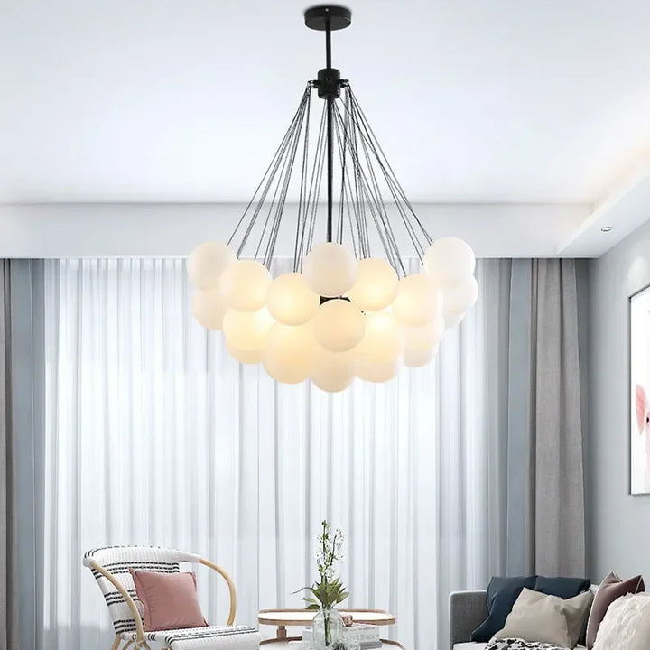 Modern Glass Ball Hanging Chandelier Living Dining Table Kitchen Modest Ceiling Lamps for Room Pendant Led Lights Home-appliance