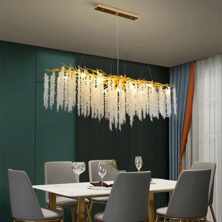 Crystal Tassel Ceiling Chandelier Living Room Hall Restaurant Luxury Ceiling Lamp Decor Maison Lighting Fixture Pendant Light