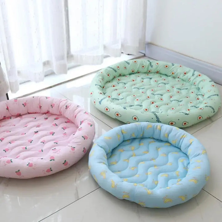 Pet Cooling Mat Washable Summer Pet Cooling Pad Round All Seasons Ice Silk Dog cooling Ice Mat Dog cat  Self-Cooling Blanket