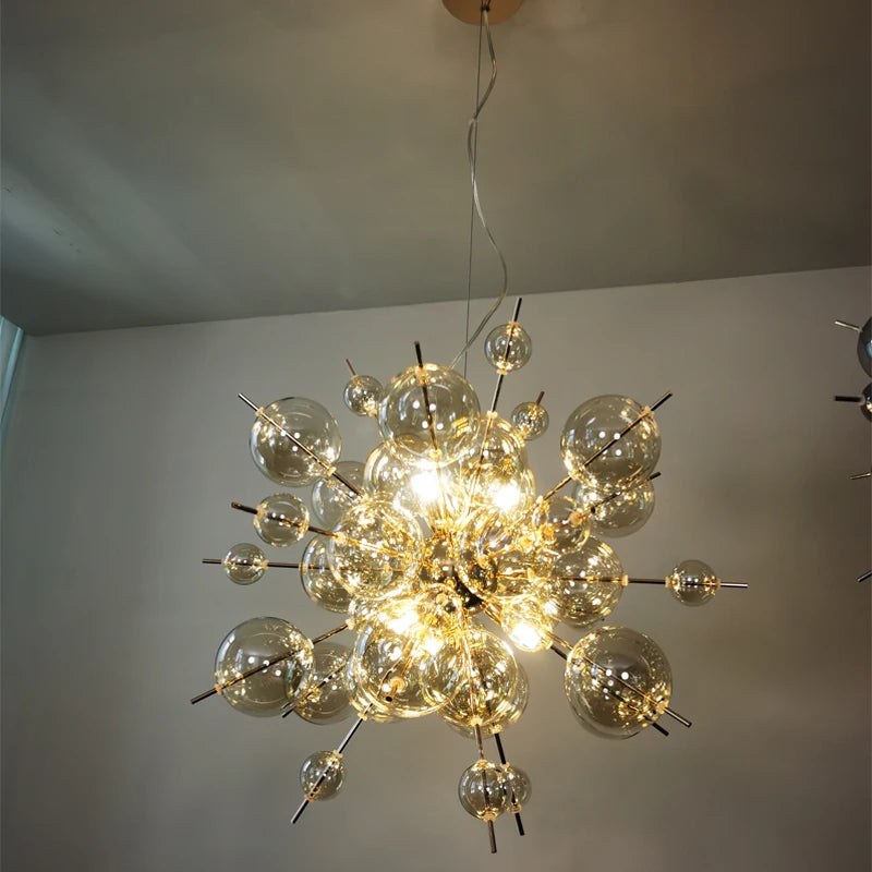 Nordic Led Home Decoration Chandelier Modern Sea Urchin Dandelion Pendant Ceiling Lamp Glass Lampshade Dining Room Bedroom Light