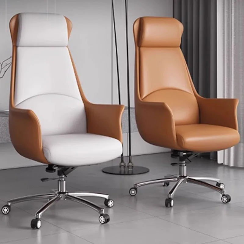 Leather Study Office Chair Swivel Reception Luxury Mobile Computer Bedroom Office Chair Armrest Silla Oficinas Office Furniture