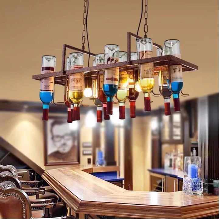 Glass Wine Bottle E27 LED Vintage Pendant Lights American Retro Industrial Bar Creative Cafe Restaurant Lighting Pendant Lamp