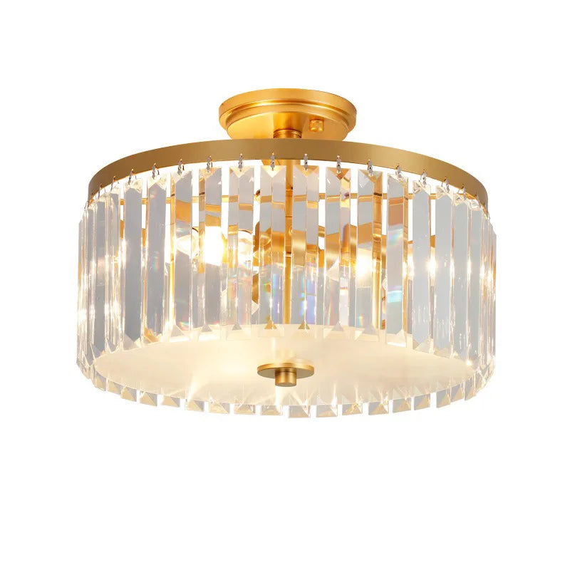 American post-modern creative round crystal LED ceiling light hall master bedroom cloakroom light luxury lamps