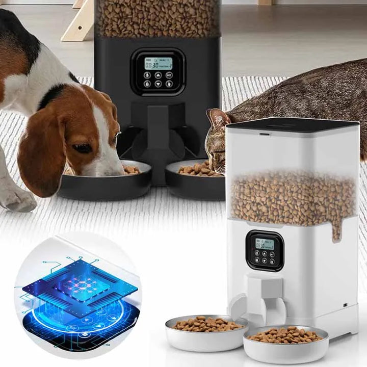 Pet Cat Feeders Large Capacity Automatic Feeder 6L Double Auto Cat Food Dispenser Smart Timed Cat Feeder for Cats Dog Dry Food