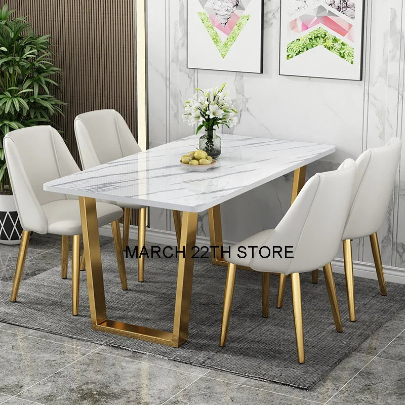 Modern Luxury Dining Table Gold Legs Wood High Cover Waterproof Nordic Dining Table White Outdoor Mesas De Comedor Furniture