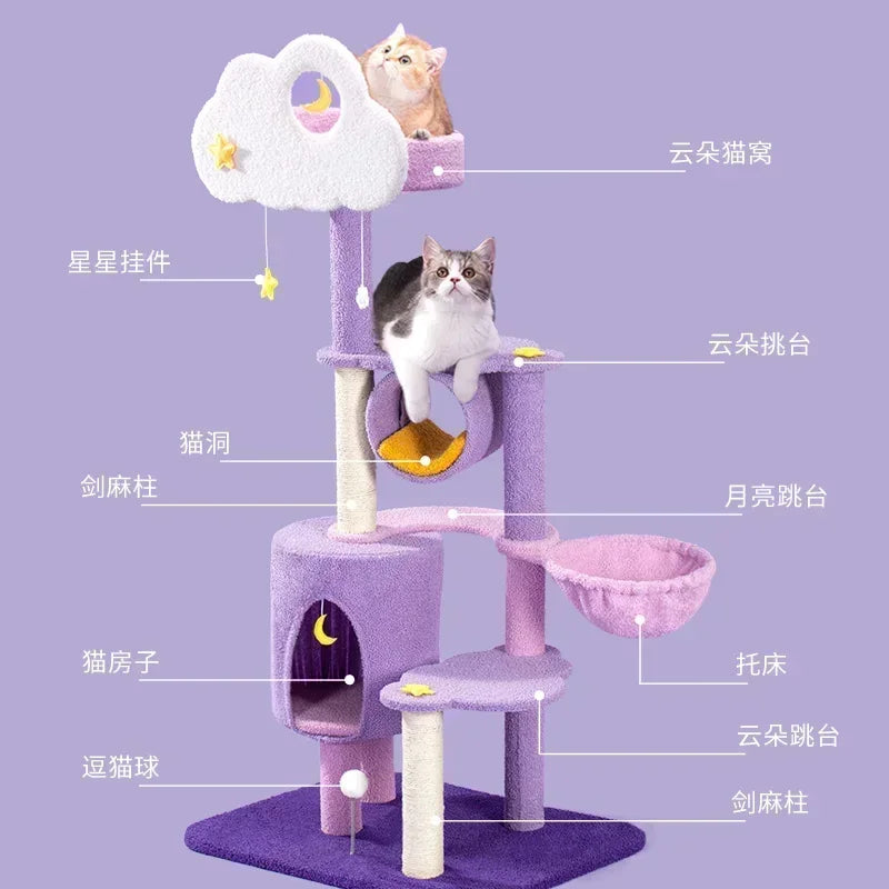 Tree Tower House Cat Toy Interactive Sisal Sofa Scratching Post Cat Villa Stairs Scratch Ball Casa Gato Pet Products LJ50CS