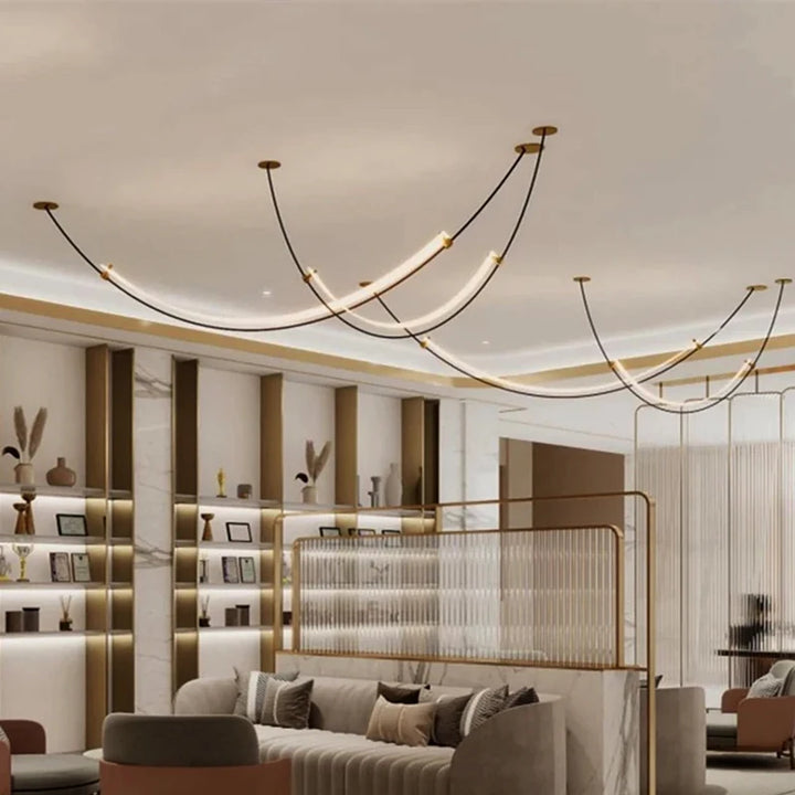 Ceiling Linear LED Chandelier Restaurant Living Room Kitchen Bar Nordic Creative Home art Decoration Chandelier Indoor Light